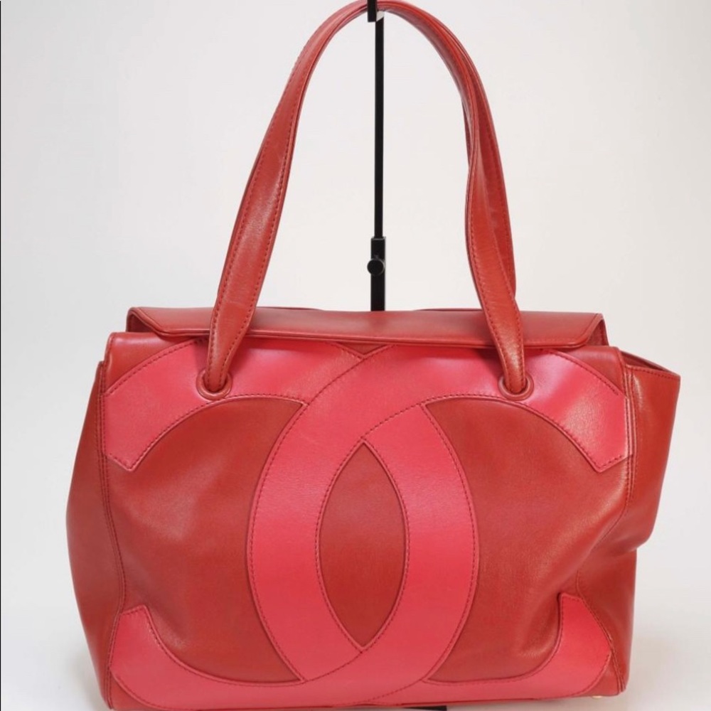 Authentic Chanel CC red leather bag